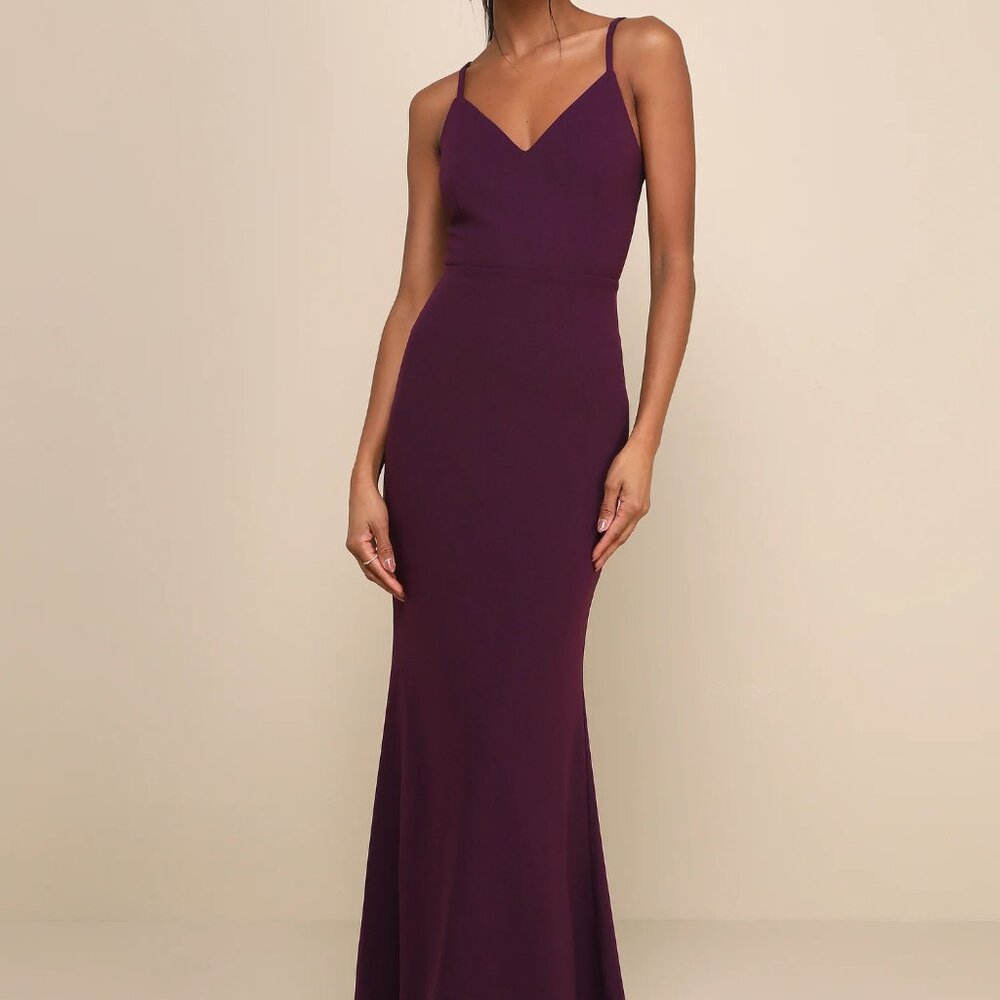 Lulu's Plum V-Neck Spaghetti Strap Maxi Dress
